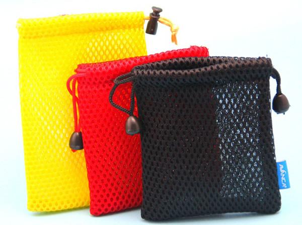 Buy Customized colorful sandwich drawstring net mesh fabric power bank bag with label at wholesale prices