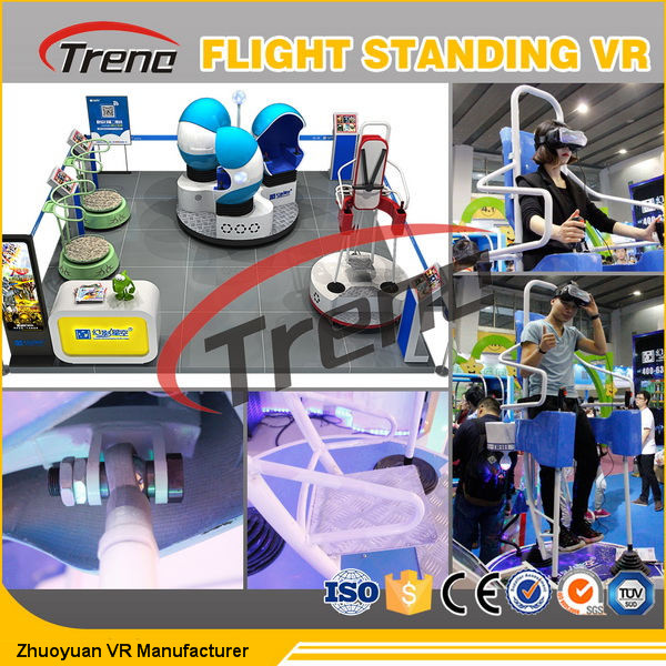 Video Game Immersive Stand Up Flight VR Simulator With Spring Vibration Platform