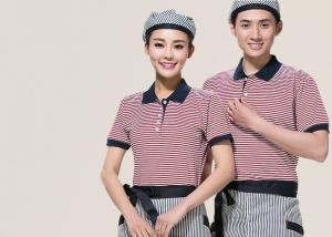 China Combed Cotton Restaurant Uniforms Polo Shirts Contrast Color For Men And Women on sale