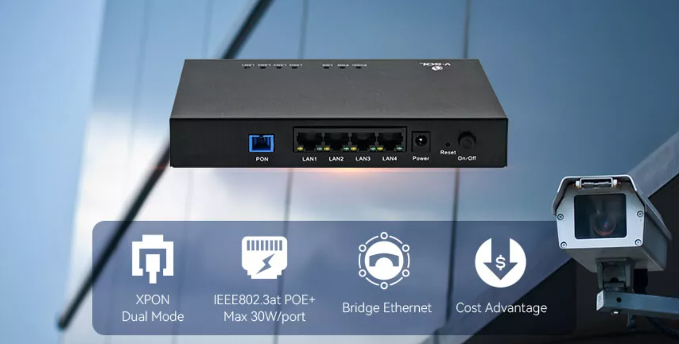 VSOL V2820D-1G3FPS XPON POE Dual Mode ONU Positive PoE Designed For FTTH FTTR