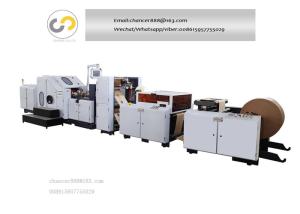 China Roll feeding square bottom bread paper bag making machine with PP window, pp pouch bag on sale