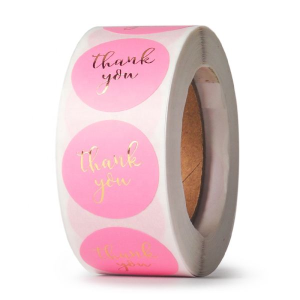Synthetic Paper Waterproof Thank You Sticker Roll Flexographic Printing