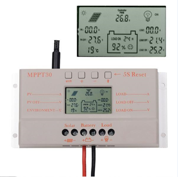 12V/24V 30 Amp MPPT Solar Charge Controller 380w For Solar System Control