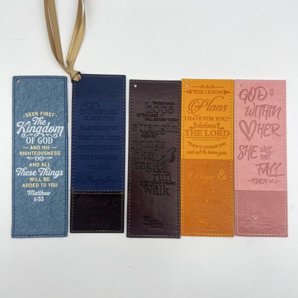 Buy Custom Rectangle PU Leather Bookmarks Offset Printing Anti Rust Waterproof at wholesale prices