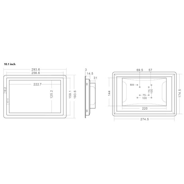 10.1" All In One Industrial Panel Mount PC 2GB DDR3 RAM For Equipment Automation