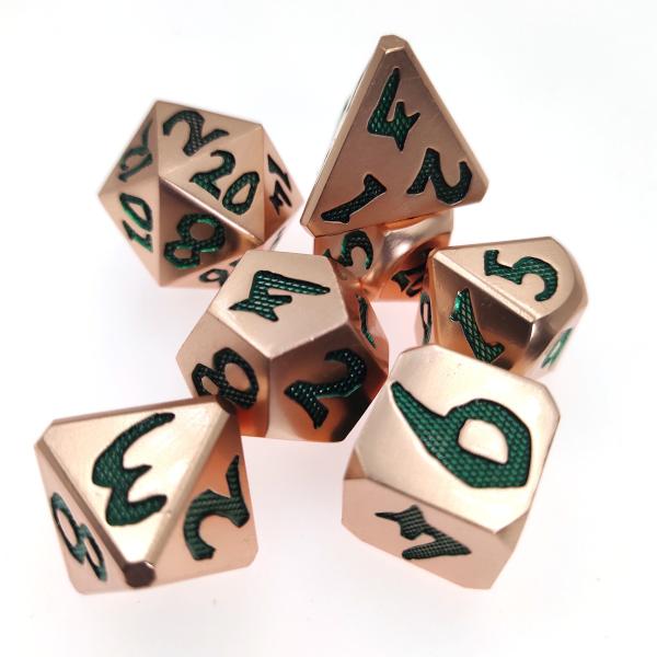 Buy Green Metal Copper Polyhedral Dice Practical Vintage Nice Dice Set For DND game Neat Sharp Edges at wholesale prices