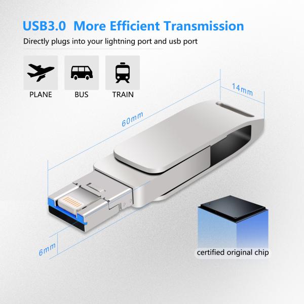 High Quality 3 in 1 Fast Transfer USB Flash Drive with USB 3.0, Type-C and