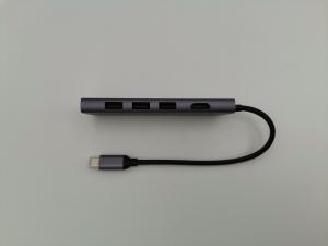 Silver Metal Texture Micro Usb To Usb C Adapter USB 3.0 Hub 4K Video Supported