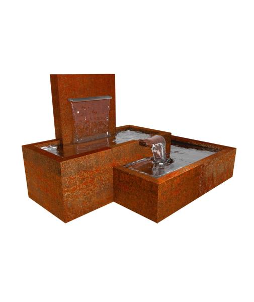 Buy Cascade Fountain Corten Steel Water Feature With Overflow Water Wall at wholesale prices