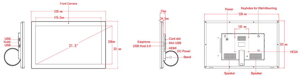 LED Backlight Touch Screen Computer Monitor 1920 * 1080 Resolution 21.5 Inches