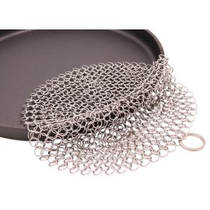 Quality 6'' SS Round Cookware Chainmail Scrubber Cleaning Cast Iron Pan for sale
