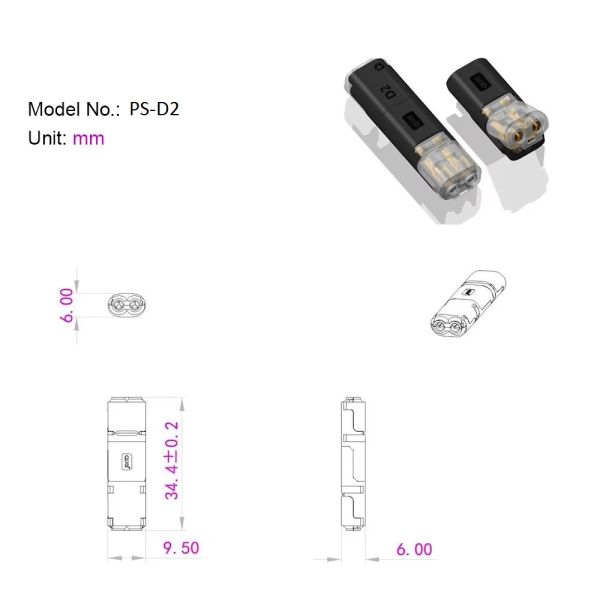 LED Stripping-Free Terminal Blocks Quick Wiring Butt Joints and Solder-Free D2 Butt Terminals Connectors