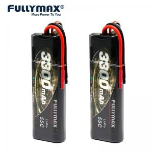 Quality 55C 2S1P 7.4V 2s 3300mah Lipo 2 Cell Rc Battery 7.4v Car Models Round Hard Case for sale