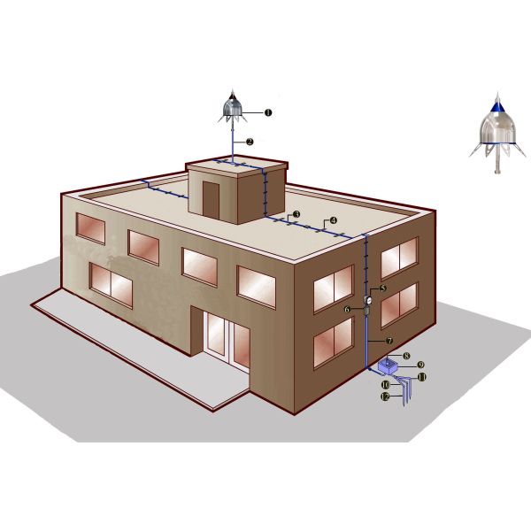 Rustproof Air Terminal Ese Lightning Arrester For Homes / Barn / Villa / Chimney