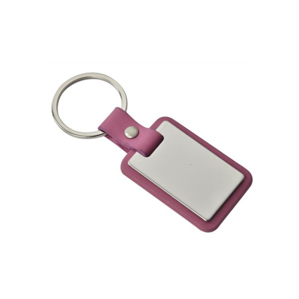 Rectangle PU Leather Key Chain Custom Logo Debossing / Digital Printing