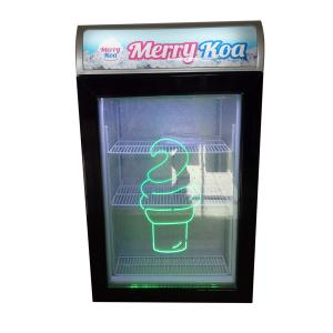 Quality 98L Glass Door Upright Mini hotel Bar Display Freezer,small refrigerator showcase SD98 with lightbox for sale
