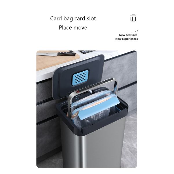 Smart Trash Can Automatic Bagging Smart Sensor Garbage Electric Touchless Square Automatic Bin Smart Home