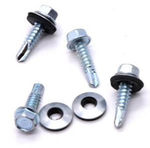 Quality Zinc Plate Surface Hex Head Self Drilling Screw With Nylon Washer 4.8 Grade for sale