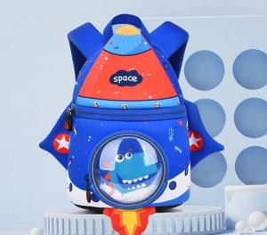 Quality rocket  shape SBR  children backpack  3D Neoprene education bag   soft kindergarten bag  light girl backpack for sale