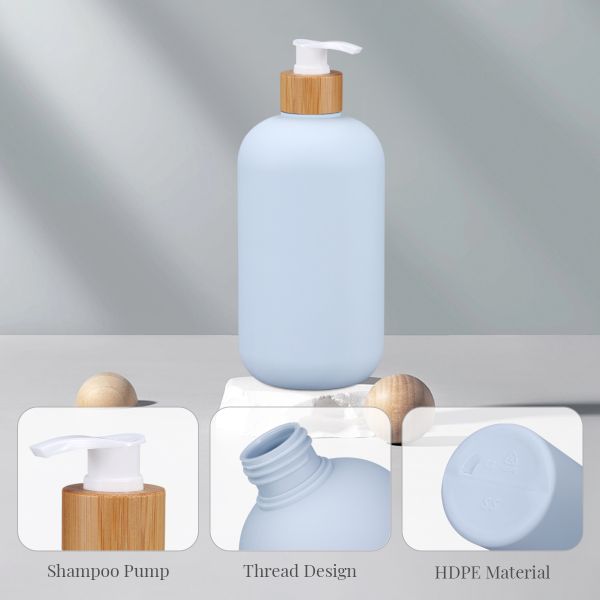 400ml 500ml Soft Touch Cosmetic Squeeze Bottle With Bamboo Lid For Shampoo Body Butter Lotion