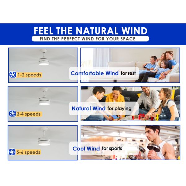 led ceiling fan DCF-W986 35/60W Low Noise Large Airflow 4 MDF Blade Modern Ceiling Fan LED Light