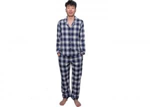 China Shirt Collar Mens Plaid Pajama Set Sleepwear , Two Piece Pajama Set Rounded Edges on sale