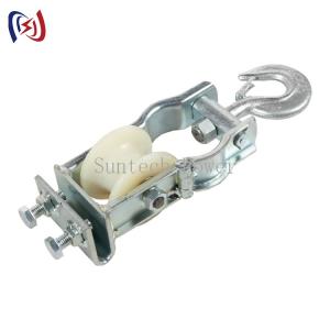 Quality Single Sheave Cable Pulling Pulley With Hook For Stringing Cable Conductor for sale