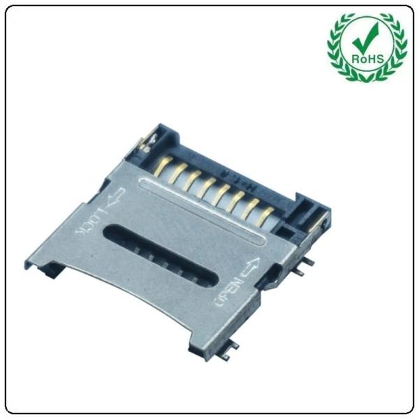 Buy TF / Micro SD Card Socket Flip Type SMT Internal Welding 8P 1.5H / 1.8H at wholesale prices