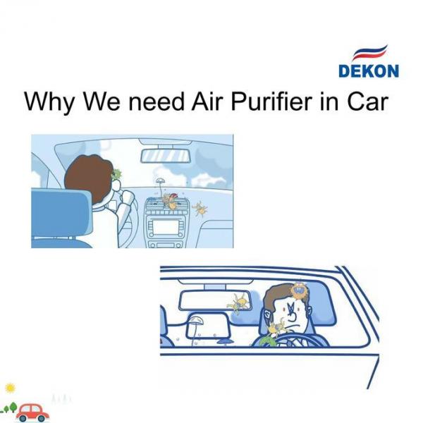 APHOEU CAR air purifier with UVC led lamp + photocatalyst filter, Anion, HEPA filter clean the air in car kill virus