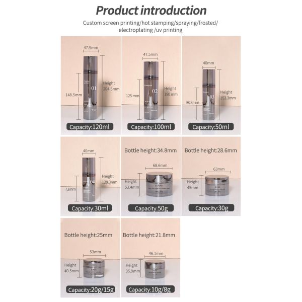 Luxury Plastic Acrylic Essence Cream Bottles 100ml 120ml Empty Cosmetics Packaging Set Skincare Cream Bottles