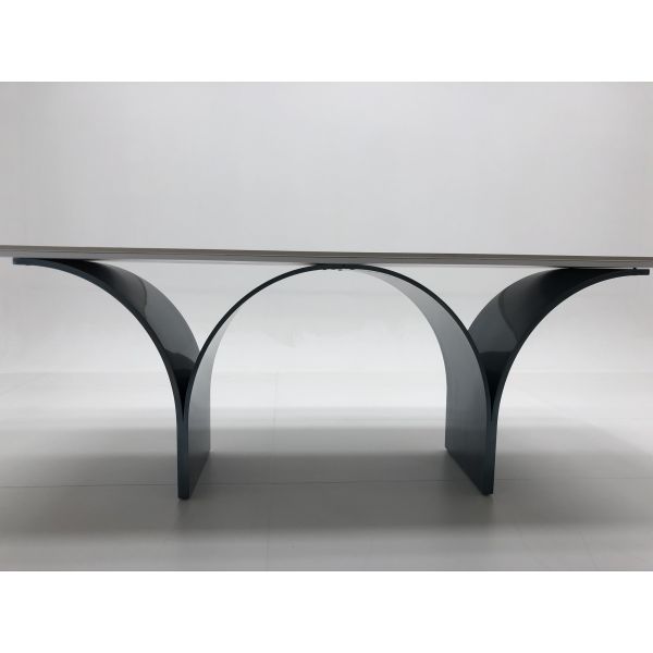 Rectangular Big Size W Shape Base Ceramic Marble Top Dining Table For Home