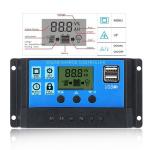 Auto PWM Solar Panel Controller 12v 24v 10a 20a 30Amp With LCD Display Dual USB