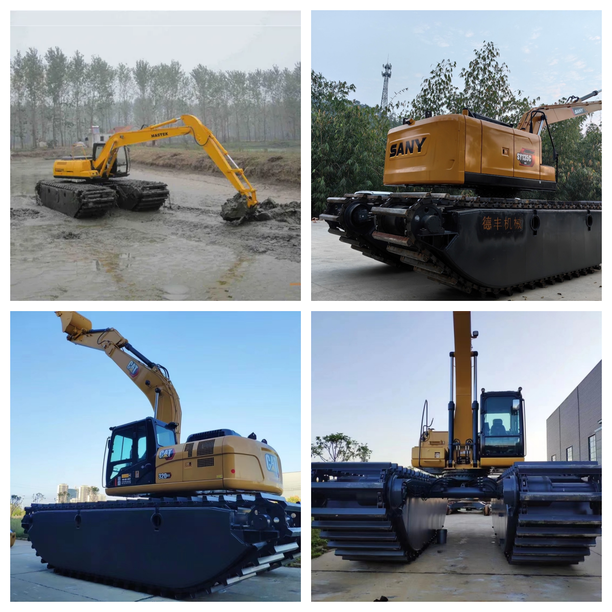 Heavy Duty Amphibious Excavator Swamp Marsh Digger Dredger Floating Pontoon Undercarriage