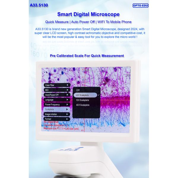 OPTO-EDU A33.5130 7" LCD Digital Microscope 55x-550x Magnification 8.0M CMOS