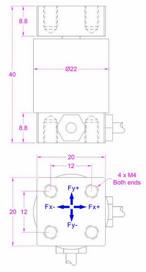 2-Axis Load Cell 1kN 500N 200N 100N 50N 20N Two Dimensioal Force Sensor