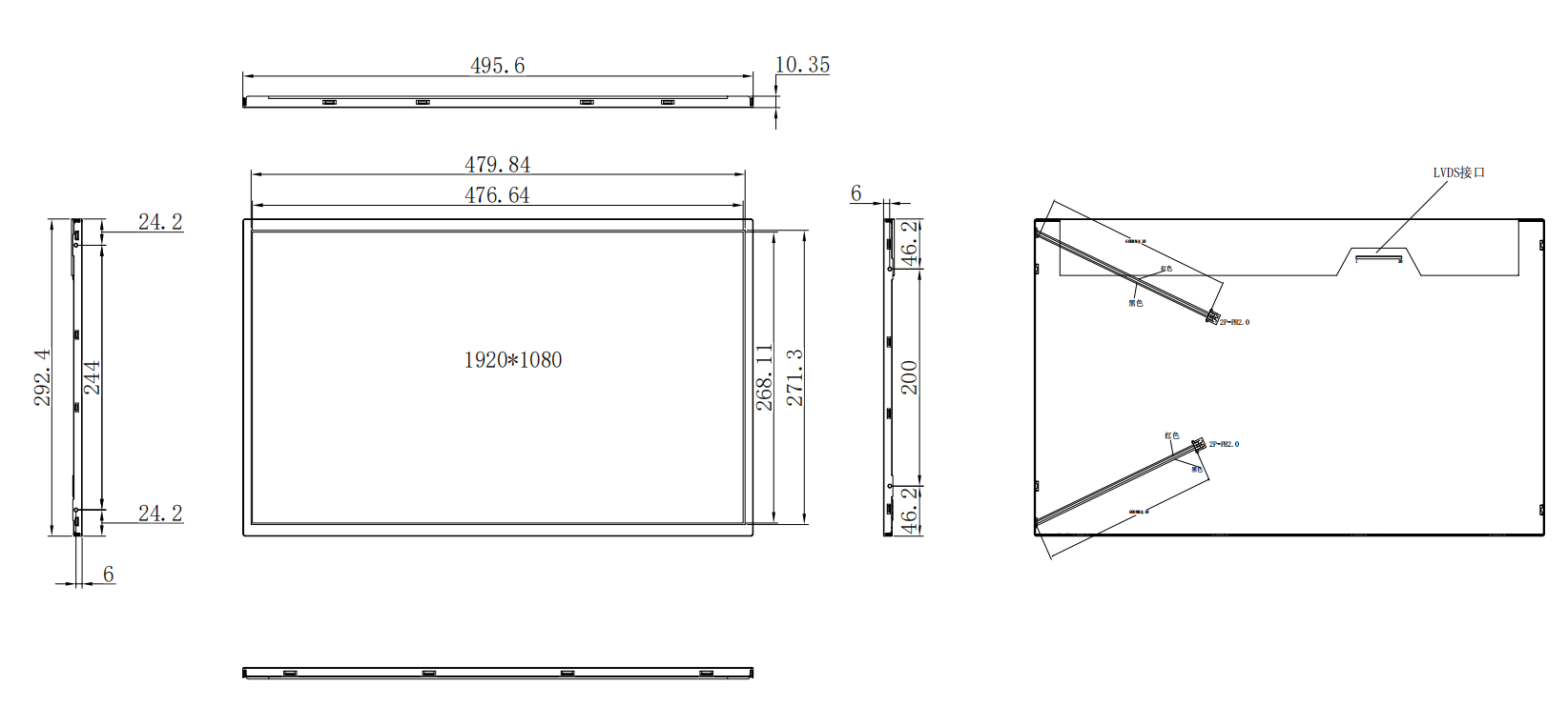21.5-inch Diagonal FHD Industrial TFT LCD with 500 cd/m2 Brightness and Wide Temp Range -30°C-80°C