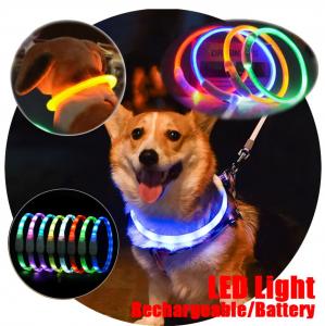 Quality Training Leather Dog Collars Colorful LED Flashing Puppy Collar for sale