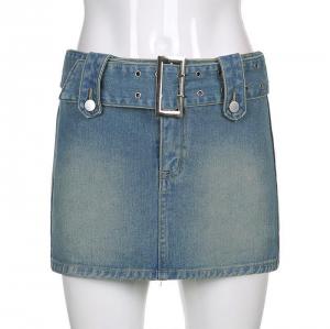 Quality Oem Factory Manufacturer Custom Logo Hip Skirt Lady Short Denim Skirt Custom Denim Clothing for sale