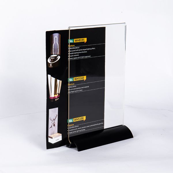 Buy Detachable Metal Base Acrylic Panel Restaurant Menu Card Poster Holder Stand A4 / A5 / A6 Custom at wholesale prices