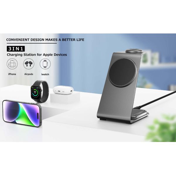 Magnetic Aluminum Alloy Wireless Charging for Smart Devices USB-C Input Custom Logo Support