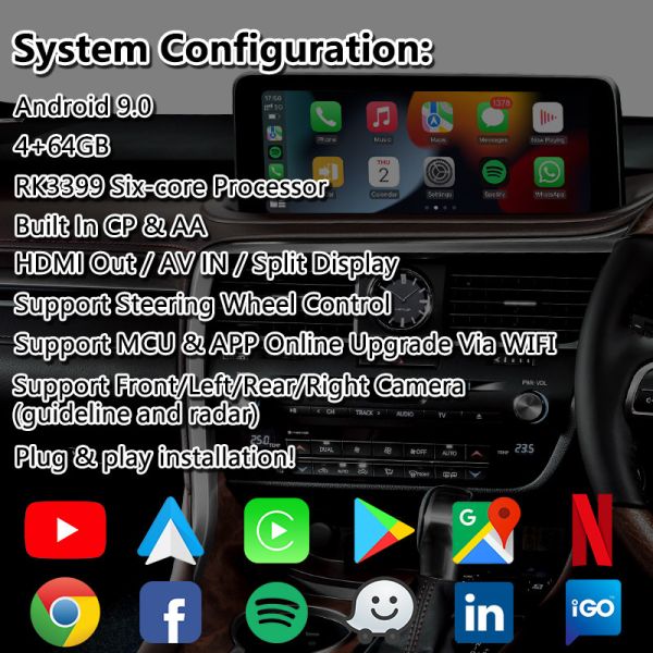 Lsailt Lexus Video Interface Android System for RX RX450h RX350L RX450hL RX300 RX350 2019-2022