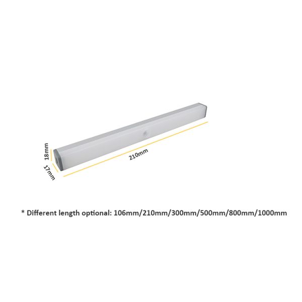 USB Rechargeable LED Cabinet Sensor Light 230lm 20s Light Off Delay