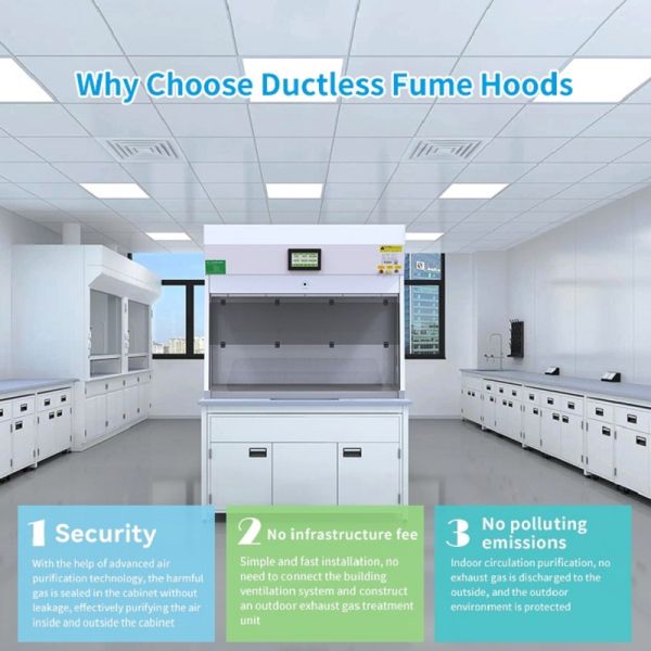 Laboratory Laminar Fume Hood Cupboard PP Ductless Fume Hood Cabinets