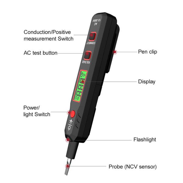HABOTEST Voltage Detector HT89 AC 300V Sensitive Induction Tester Pen Backlight