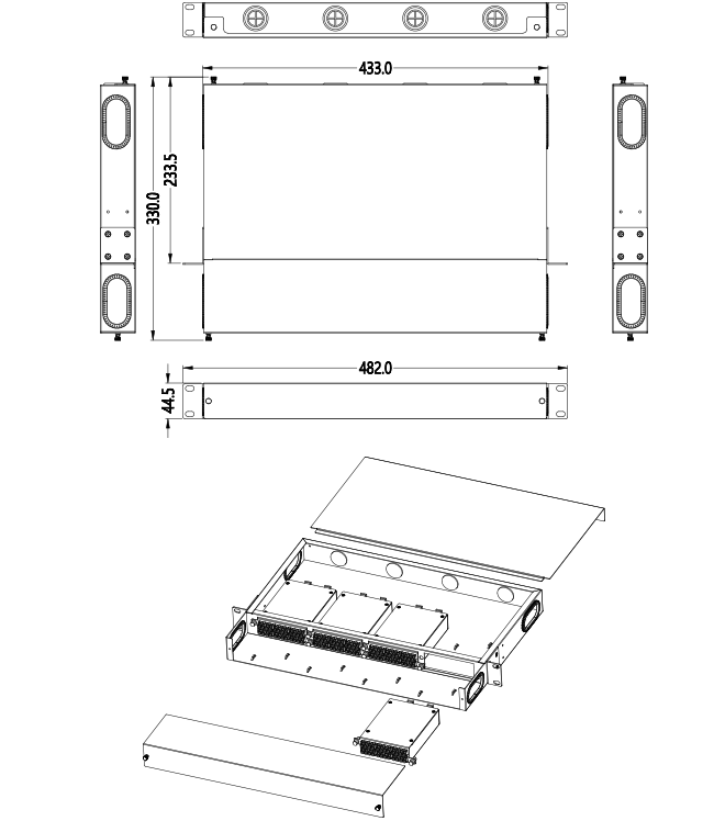 LC G652D 96-core MPO Module Box Rack Mount Fiber Patch Panel For High Density Data Center