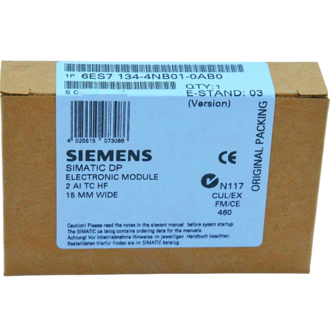 SIEMENS 6ES7134-4NB01-0AB0 SIMATIC DP, ELECTRONICS MODULE F. ET200S, 2AI TC HIGH FEATURE, 15 MM WIDTH, 15 BIT