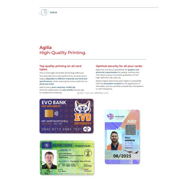 Evolis Agilia Retransfer Card Printer with 600 dpi Resolution and USB 2.0 Ethernet Interface