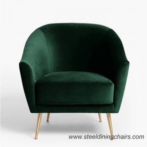 Green Velvet Upholstered Leisure Stainless Steel Leg 1 Seater Sofa
