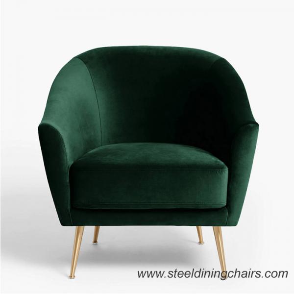 Buy Green Velvet Upholstered Leisure Stainless Steel Leg 1 Seater Sofa at wholesale prices