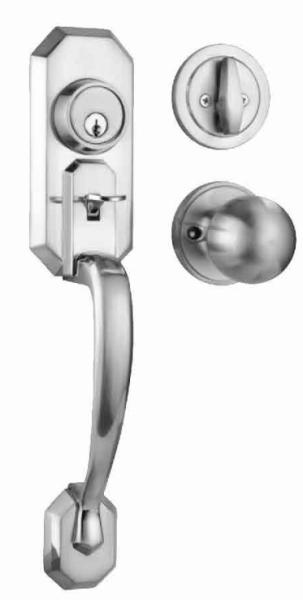 Buy 70mm Backset Entrance Handle Lock with 5 - pin Brass Cylinder and Double Handle Function at wholesale prices